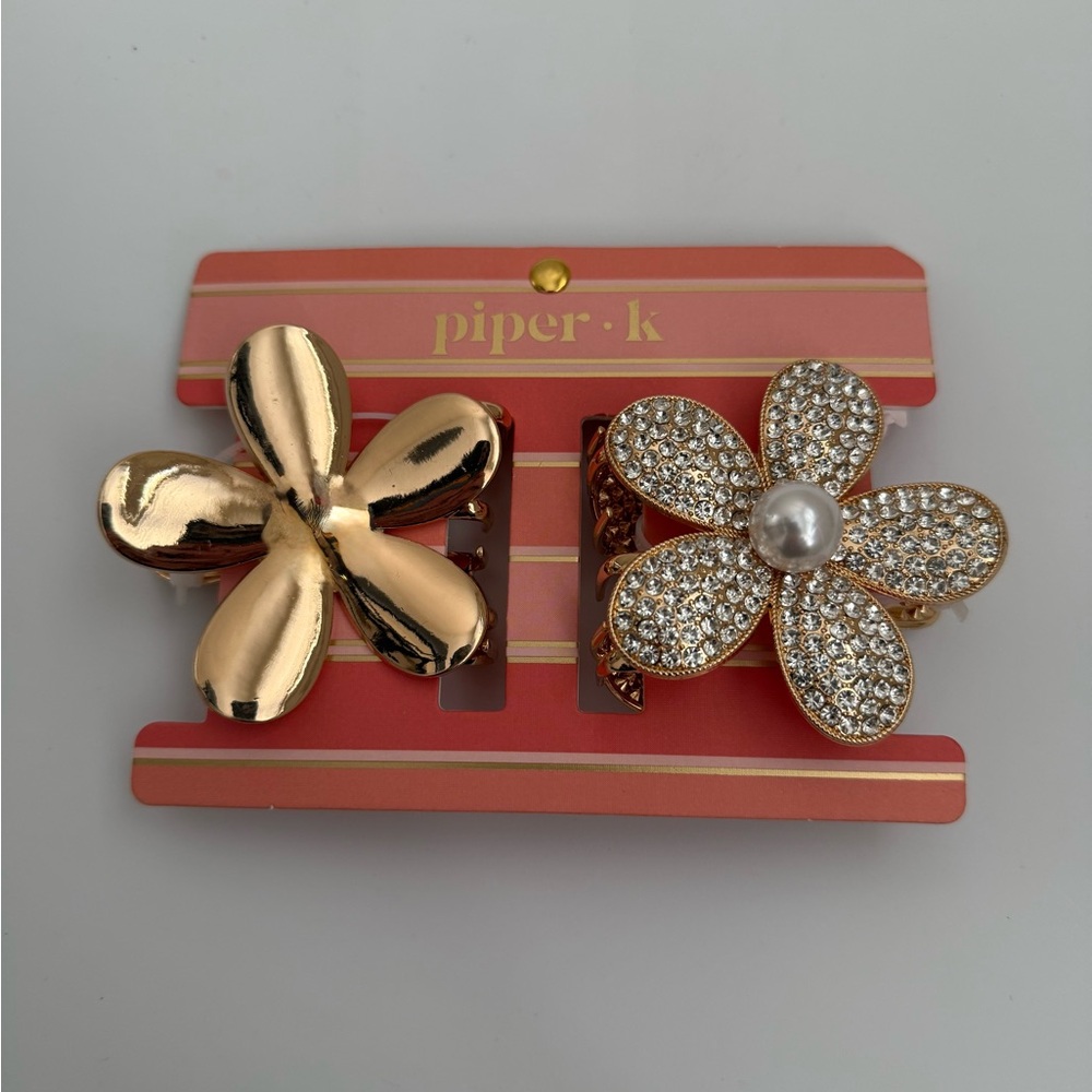 Piper K nwt Gold and Silver Flower Claw Hair Clips